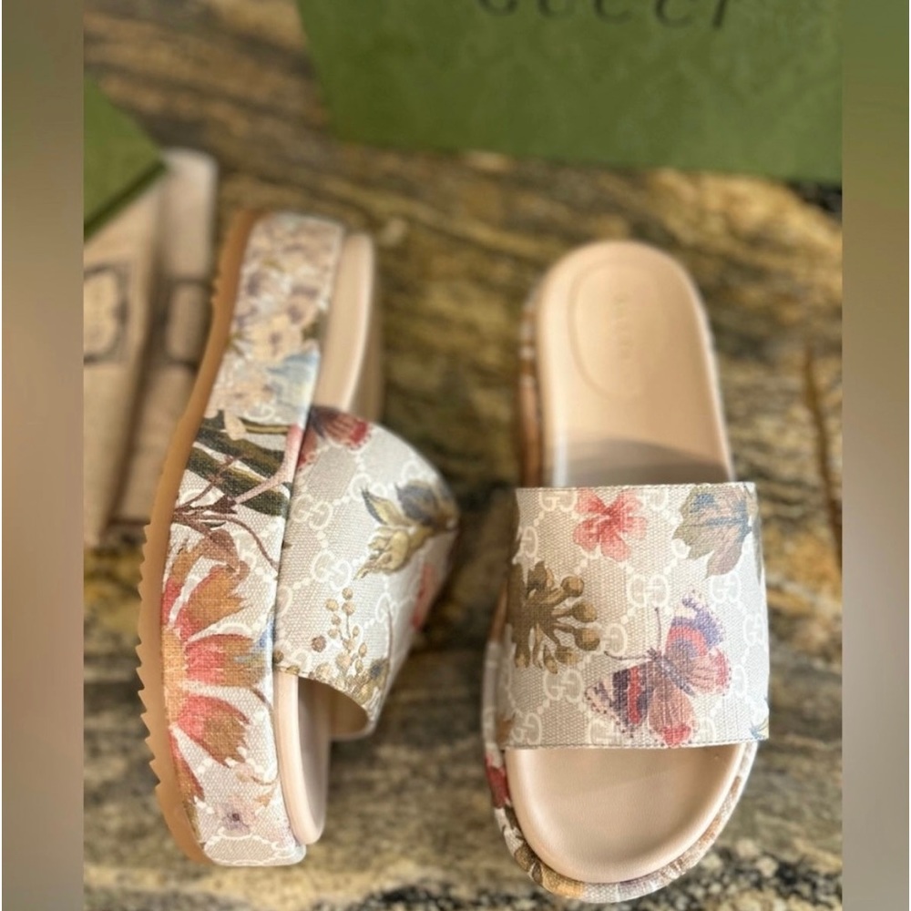 Gucci GG Monogram Flora Angelina Platform Sandal